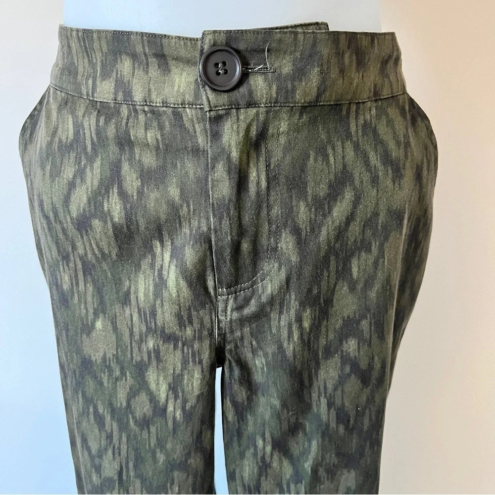 Ecru Camo Pants Trousers Comfy Lightweight Moto Green Utility Style Sz 4 - Picture 3 of 16